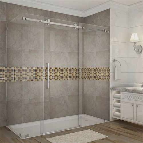 Aston Sen976 Mos Elle 72"" X 35"" X 75"" Completely Frameless Sliding Shower Enclosure