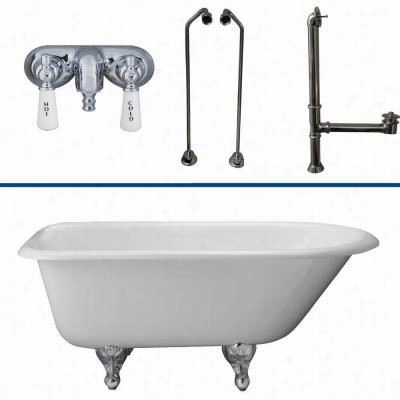 Barclay Tkctr67-cp8 6"" Cast Iron Ttub Kit In Chrome Wit H Porcelain Lever Handles Tub Filler