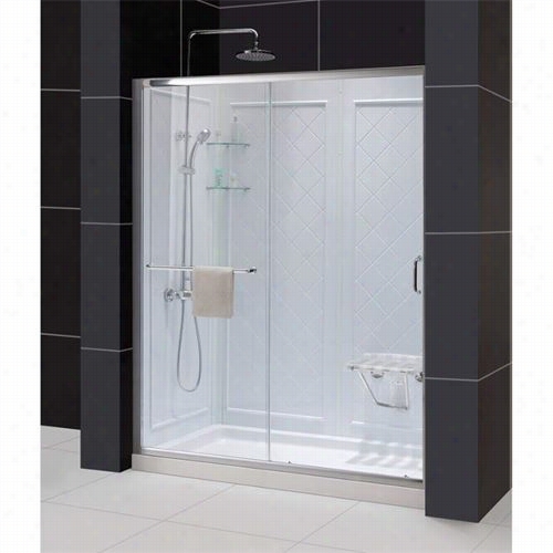 Dreamline Dl-6118c Infinity-z 34"" X 60"" Center Drain Ssingle Threshold Base Shower Package