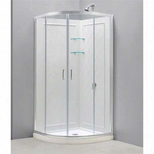 Drea Mline Dl-6152-01 Prime Shower Package  With  Frameless Sliding Shower Enclosure, Base And Qwall-4 Shower Backwalls Kit