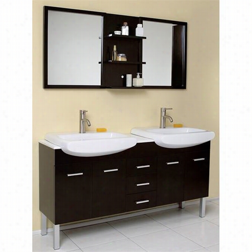 Fresca Fvn6193es Vetta Modern Doueb Sink Bathhroom Vanity In Espresso Wit H Mirror - Vanity Top  Included