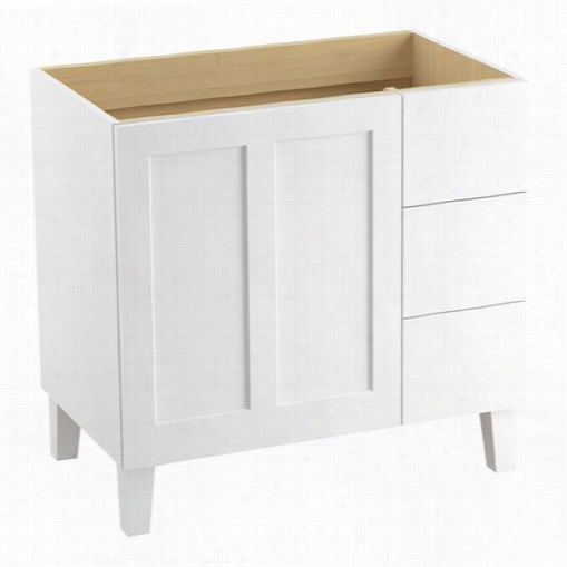 Kohler 99533-lgr Poplin 3 6"" Legs Vanity Cabinet Only With 1 Door And 3 Drawers On Right