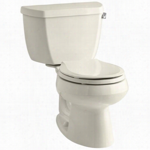 Kohler K-3577-ra Wellworth Vitreous China 1.28 Gpf Class Fiv Eright Side  Gravity Flush Round Front Two Piece Toilet With 2-/18"" Glazed Trapway Without Sea And
