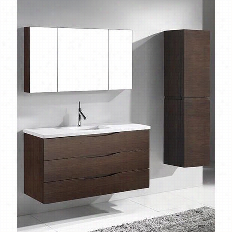 Madeli 1b00-48-002-wa-xtu1815-48-110-wh Bolano 48"" Vanity In Walnut With Urban 18 Xstone Glossy White Single Faucet Solid Superficies Top Hoole