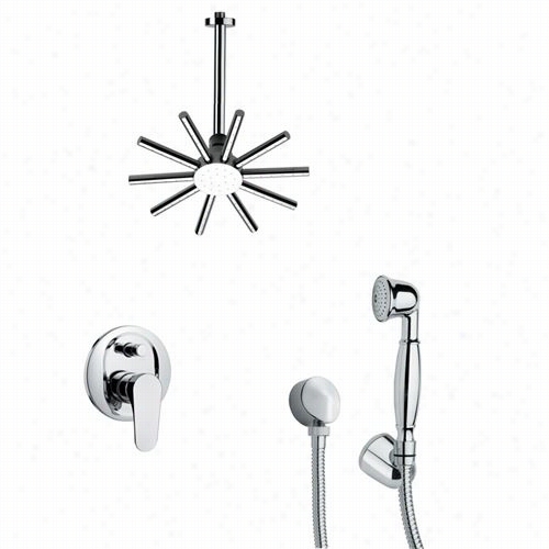 Remer  By Nameei's Sfh6088 Orsino 15-1/6"" Sleek C Ontemporary  Shower System In Chrome With 4-4/7""h Diverter