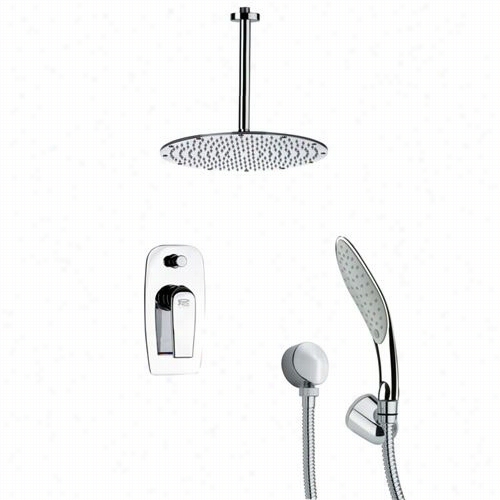 Remer By Nameek's Sfh6094 Orsino 11-4/5"" Round Shower Faucet In Chrme With Handheld Shower And 7""h Diverter