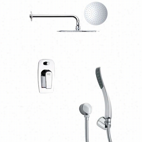 Remer By Nameek's Sfh6130 Orsino 15-5/9"" Roud Modern Shower System In Chrome With 4-4/7"&quott;h Diverter