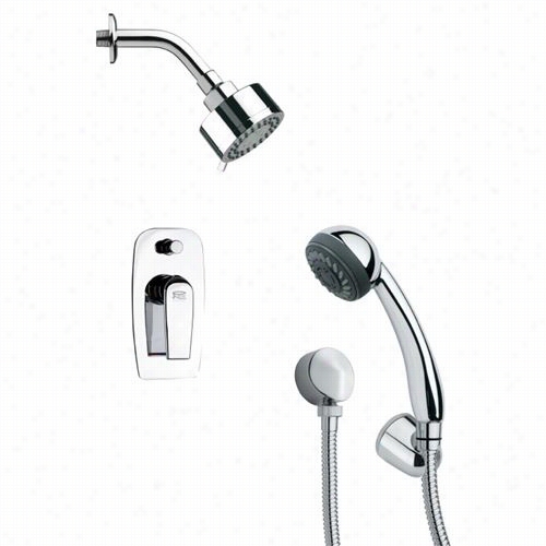 Remer By Nameek's Sfh6172 Orsino 3-1/3"" Contemporary Round Shower System In Chrome With 4-4/7""h Diverter