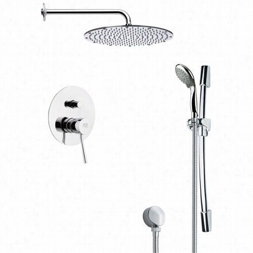 Remer By Nameek's Sfr7092 Rendino Sleek Shower Faucet In Chrome With Hand Shower And 23-5/8"&qu Ot;h Shiwer Slideebar