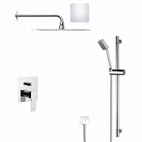 Remerb Y  Nameek's Sfr7126 Rendino Modern Square Showe Rfaucet Set  In Chromee With 27-1/6""h Shower Slidebar