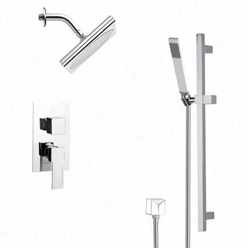 Remer By Nameek's Ss Fr71993 Rendino Chrome Square Shower Faucet Set In Chrome With 1-1/6"&quoot;w Handheld Shower