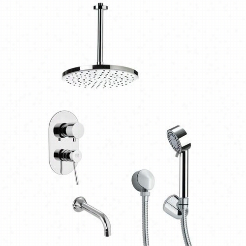 Remer By Nameek's Tsh4017 Tyga Modern Round Shower System In Chrome And 1""w Handheld Shoowe R