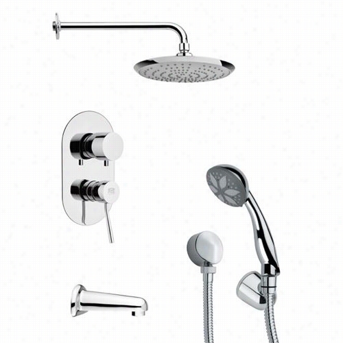 Remer By Nameek's Tsh164 Tyga Modern Tub And Shower Faucet In Chrome With 8-1/3&qquot;"w Handheld Shower
