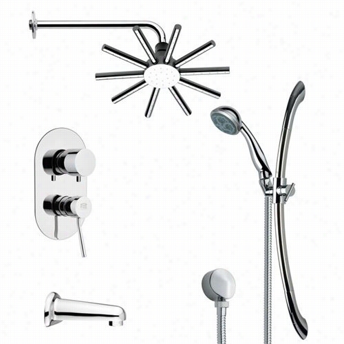 Remer By Nameek's Tsr9087 Galiano  Contemporary Shower System In Chrome With 4""w Handheld Shower