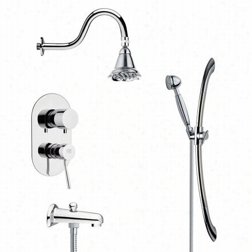 Remer By Nameek's Tsr9101 Aliano Con Tem Porary Tub And Shower Faucet Set In Chrome With 3-1/3""w Handheld Shower