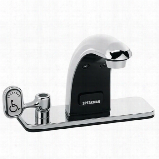 Speakman S-8718 Sensorflo Battery Powered Single Basin Faucet With 4"" Dress Dish, Under Counter Mixer And Manual Override