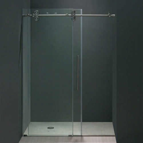 Vigo Vg6041stcl7274 72"" Frameleess Shower Ddoor 3/8&qout;" Clear Glass With Stainless  Steel Hardware