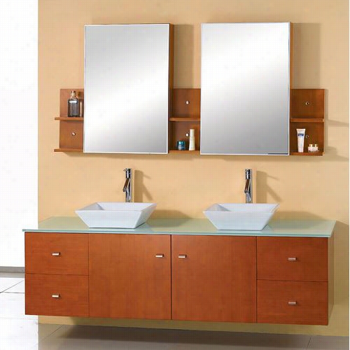 Virtu Usa Md-415g Clarissa Honey Oak Bathroom Vanity With Gllass Countertop -  Vanity Top Includwd