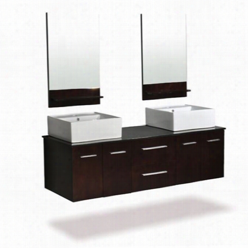 Ariel  Bath Dw1d4-72 Skyline 72"" Double Vessel  Sink Vanity In Espresso - Vanity Cap Includde