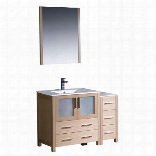 Fresca Fvn62-3012lo-uns Torino 42"&qyot; Modern Bathroom Conceit In Light Oak With Side Cabinet An Undermou Nt Sink - Vanity Top Included