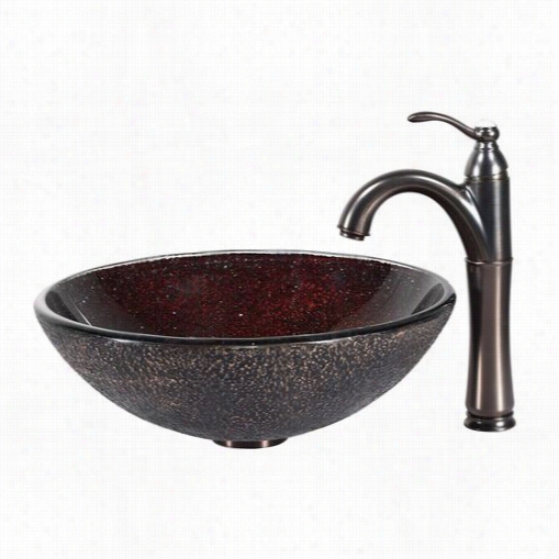 Kraus C-gv-570-12mm-1005orb Callisto Glsss Vessel Sink And Riviera Faucet In Oil Rubbed Bronze