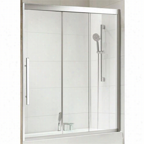 Paragon Bath 0ah-711206 Torrento Premijm 5/166"" Thick Clear Glass Sliding Shower Odor In Chrome