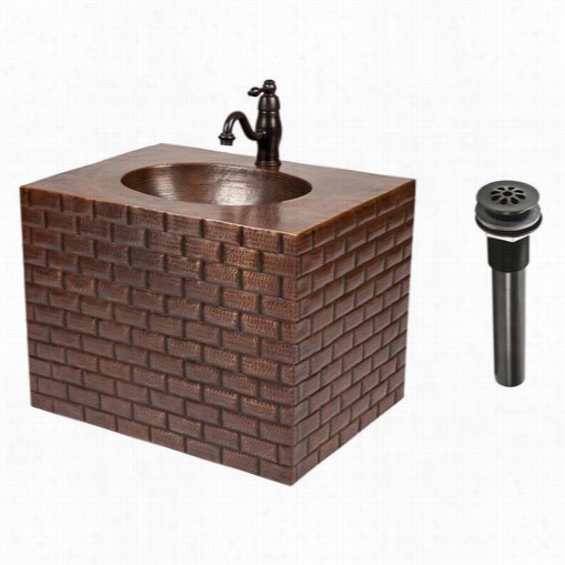 Premier Copper Bsp3-vadb24181b 2&4quot; &wuot; Hand Hammered Copper Wall Mount Vanity With Tuscan Design And Faucet Package/combo