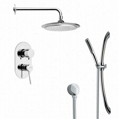 Remer By  Nameek's Sfr7043 Rendino Modern Rund Rain Shower Faucet In Chroe With Hand Suower And 27-5/9""h Shower Slidebar