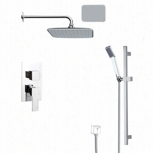 Remer By Nameek's Sfr7133 Rendino Recent Squarre Rain Shower Faucet In Chrome Wih Slide Raiil And 6-1/9""w Divwrterr