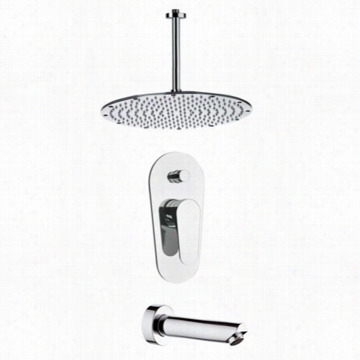 Remer By Nameeek's Tsf2293 Peleo Rond Tub And Shower Faucet In Chrome Wwith 12-7/9""w Shower Head