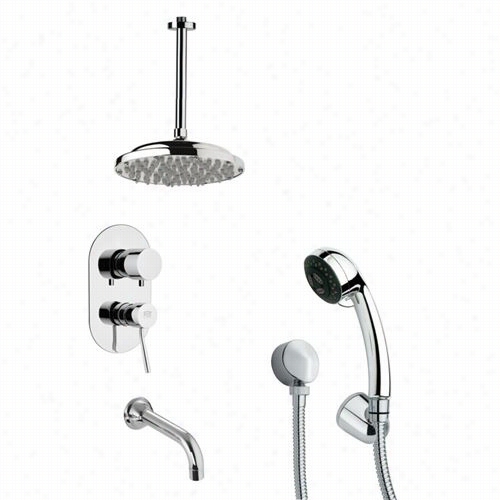 Remer By Nameek's Tsh4025 Tyga Round Shower System In Chrome With 5""w Tub Spout