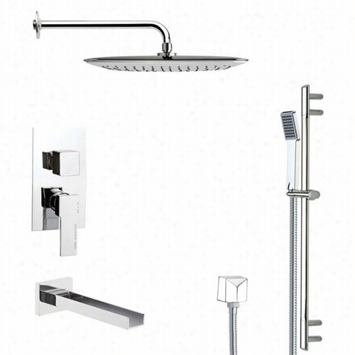 Remer By Nameek's Tsr9056 Galiano Square Shower System In Chrome With 253-/ 5""h Shower Slidebar
