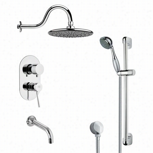 Reme Rby Namek's Tsr073 Galiano Sleek Tub And Rain Shower Faucet In Chrome With Hand Shower And 3-12""w Handheld Shower