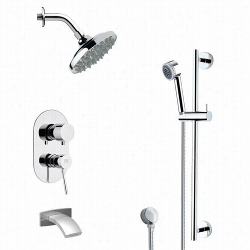 Remer By Nameek's  Tsr9179 Galiano Contemporary Round Rain Showwer  System In Chrome With 22-5/9""w Handheld Shower