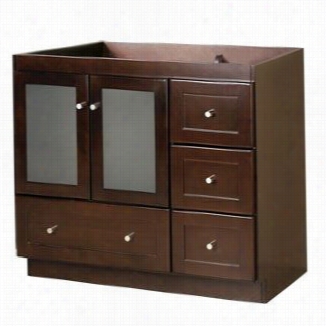 Ronbo W081930-1r Shaker 30"" Vanity Cabinet With 2fr Osted Glass Door, 3 Left Draawers And Bottom Drawer