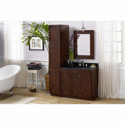 Ronbow 081936-3l Shaker 36"" Vanity Cabinet With 2 Wood Doors, 3 Right Side Drawers And Bottom Drawer