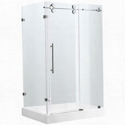 Vigo Vg6051stcl48wr 36"" X 48&quto;q&uot; Frameless 3/8"" Sshower Enclosure In Clear/stainless Steel With Right Base