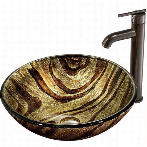 Vigo Vgt167 Zebra Vessel Sink In Multicolor With Oil Rubbed Bronze Faucet