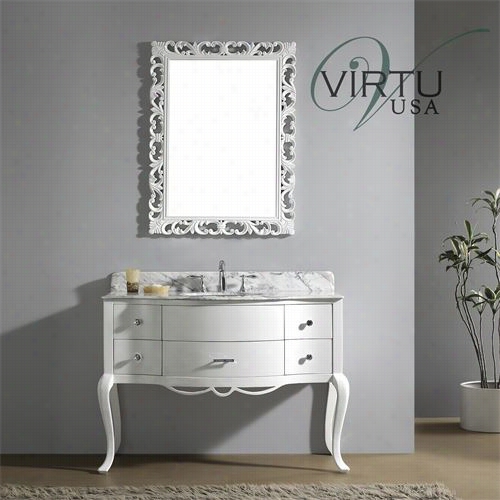Virtu Usa Gs-6148-wm-wh Hcalrotte 48"" Single Sin K Bathroom Vanity In White With Italian Carrara White Marbl E - Vanityy Top Included