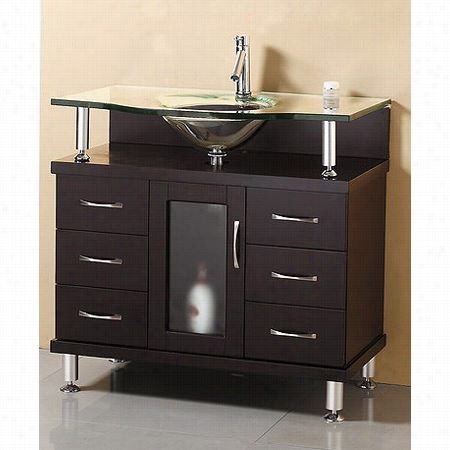 Virtu Usa M S-36 Vinceente 36 Inch Espresso Bathroom Vanity Without Faucet - Vannity  Top Included