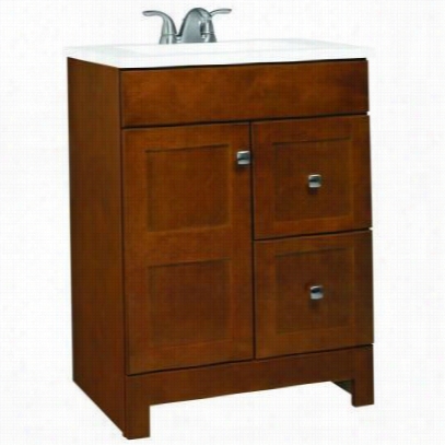 Amercan Category Ics Ppartcht24dy Artisan 24"" Vanity In  Chestnut With White Marble Top And White Basin - Vanity Top Included