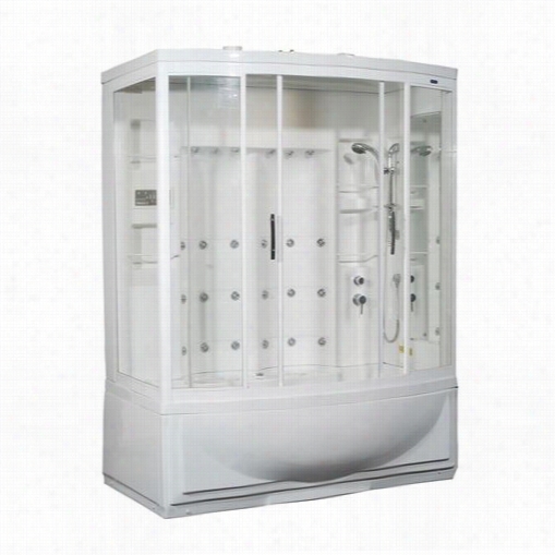 Aston Zaa210-r6 8"" X 41"&qu Ot; X 86"" Right Hand Steam Shower Enclosure Whirlpool Bath With 24 Body Jets In White