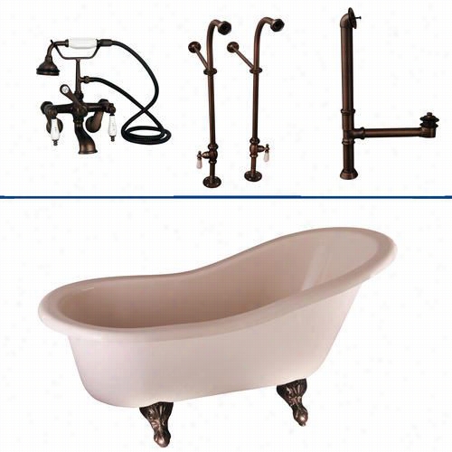 Barcclay Tkats60-b 60"" Acrylic Sli Pper Bathtub Kit In Biqsue With Porcelain Lever Handles