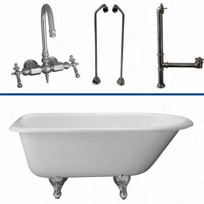 Barclay Tkctr60-cp1 0 60"" Cast Iron Tub Violin  In Chrome With Graceful Gooseneck Tub Filler And Tub Supplies