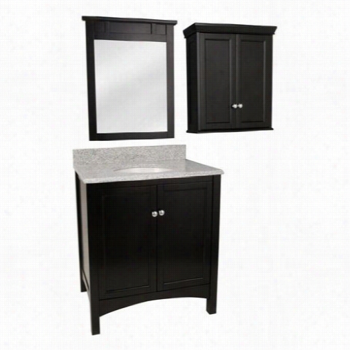 Foremost Trea3022combo4 Haven 31"" Vanity In Espresso With Napoli Granite Top, M Irror And Wall Cabinet - Vsnity  Top Included