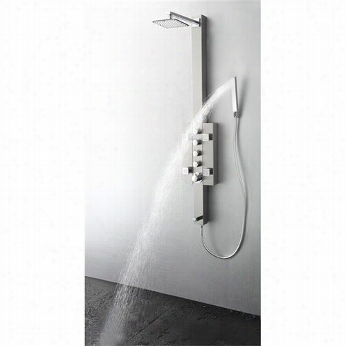 Fresca Fsp8o02bs Lecco Stainless Ste El Thermostaic Shower Massage Panel In Bruhed Silevr