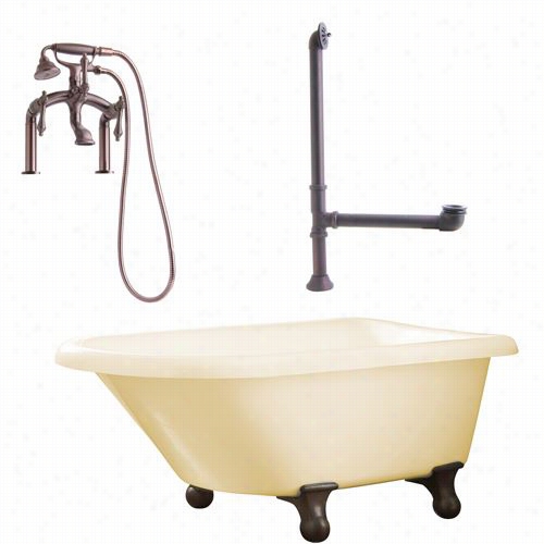 Giagni Lb3-orb-b Brighton 600"" Bisque Roll Top Tub With Dress Mount Faucet In Oil Rubbbed Bronze