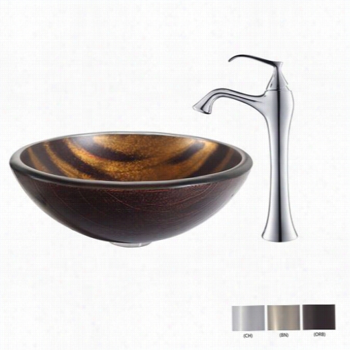 Kraus  C-gv-695=19jmm-15000 Bsstet Glass Vessel Sink Andv Entus Faucet