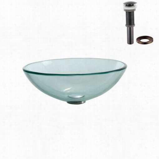 Kraus Gv-101-o Rb Clear Glass Vessel Sink With Pop Up Drain And Mount Ing Ring In Oil Ubbed Bronzee