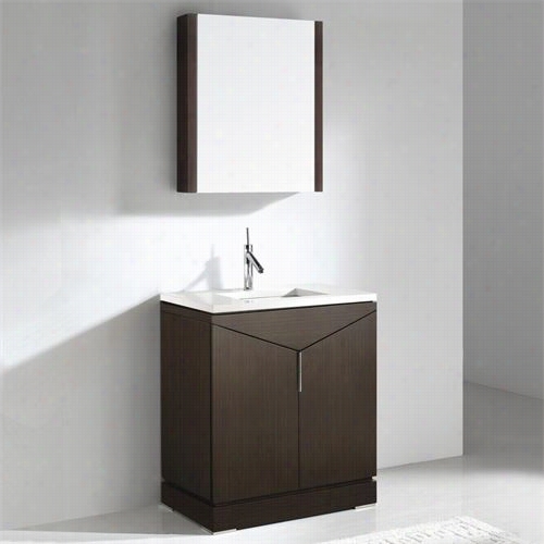 Madeli B926-30-001-wa-xtu1815-30-110-wh Savona 3 0"" Vanity In Walnut With Urban 18 Xstone Walnut Single Faucet Hole Solid Surface T0p